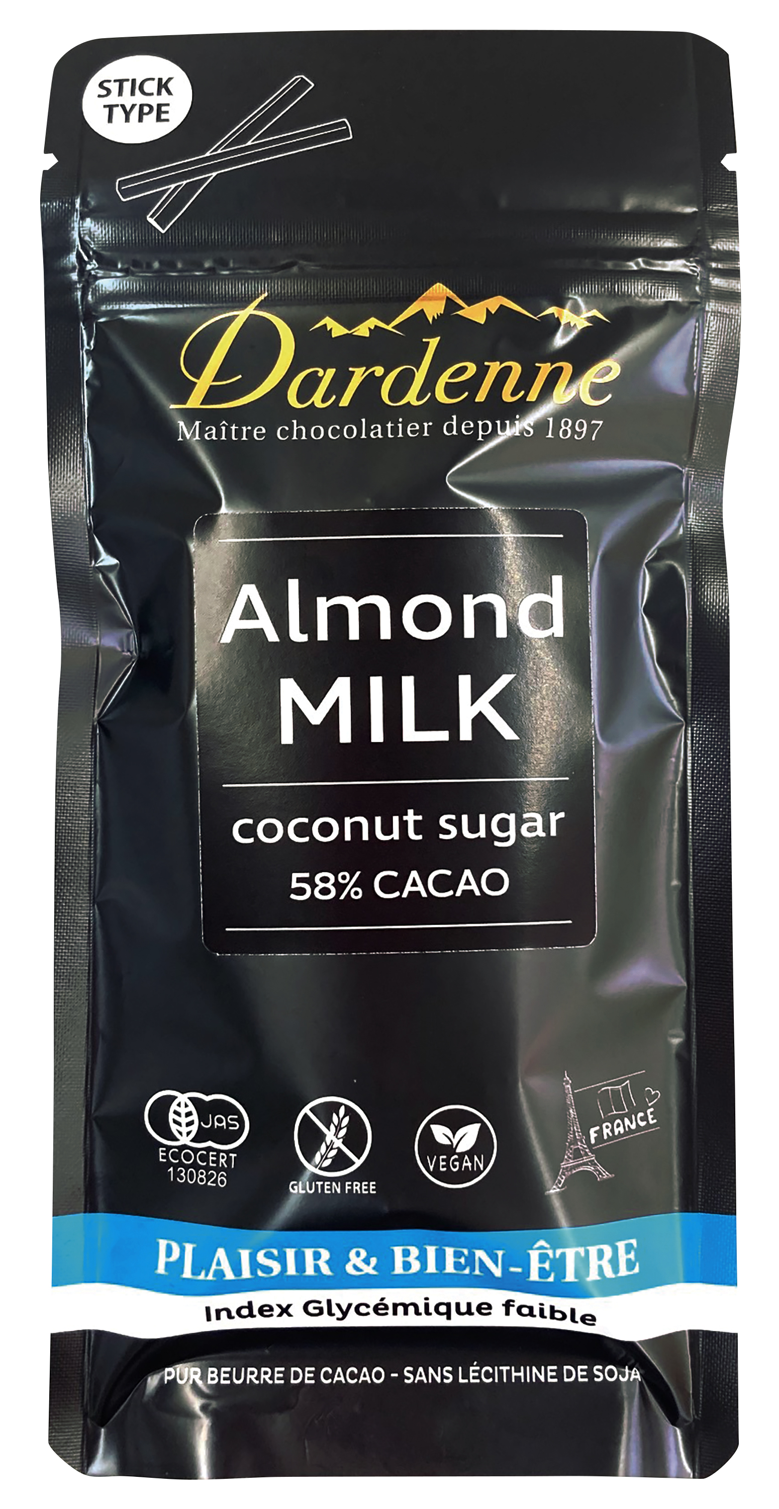 【11月新商品】ダーデン有機ココシュガーチョコレートアーモンドミルクスティック