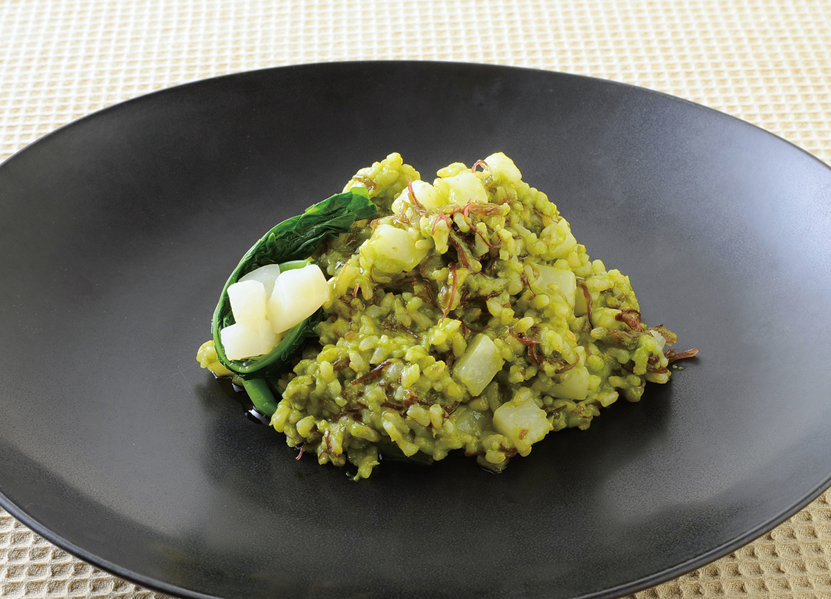 かぶとかぶの葉、ふのりのリゾット(副菜)