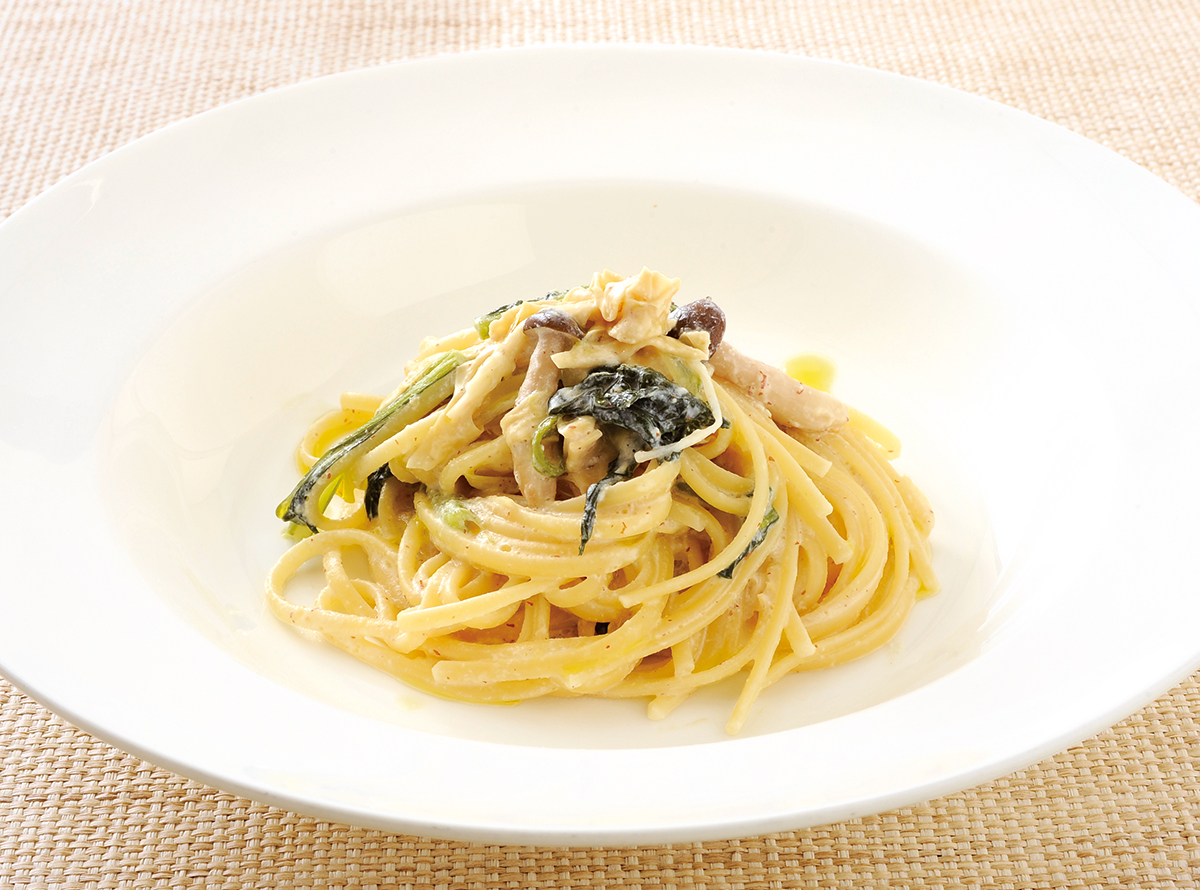 小松菜と干し湯葉の豆乳クリームパスタ(副菜)