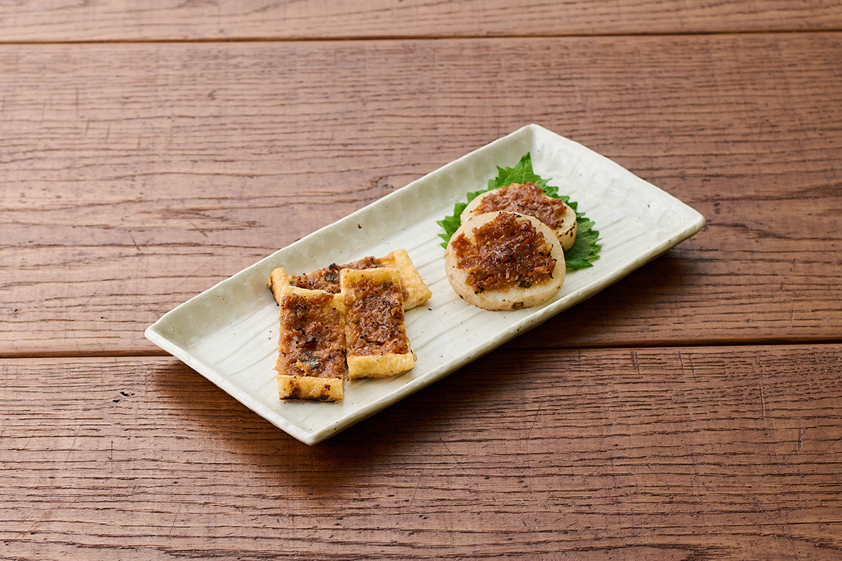 長いもと油揚げのねぎ味噌焼き