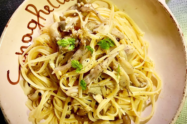 きのこの塩麹漬けパスタ