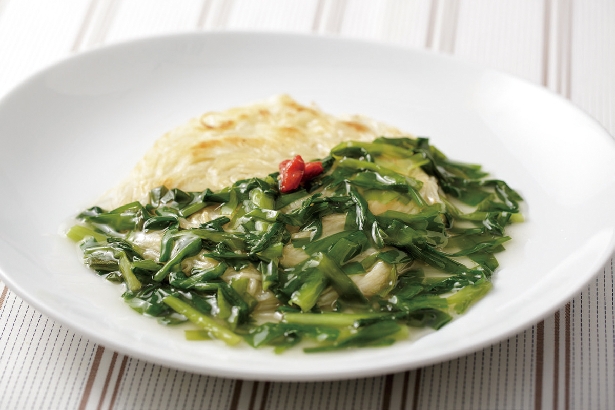 かた焼きそうめん ニラあんかけ