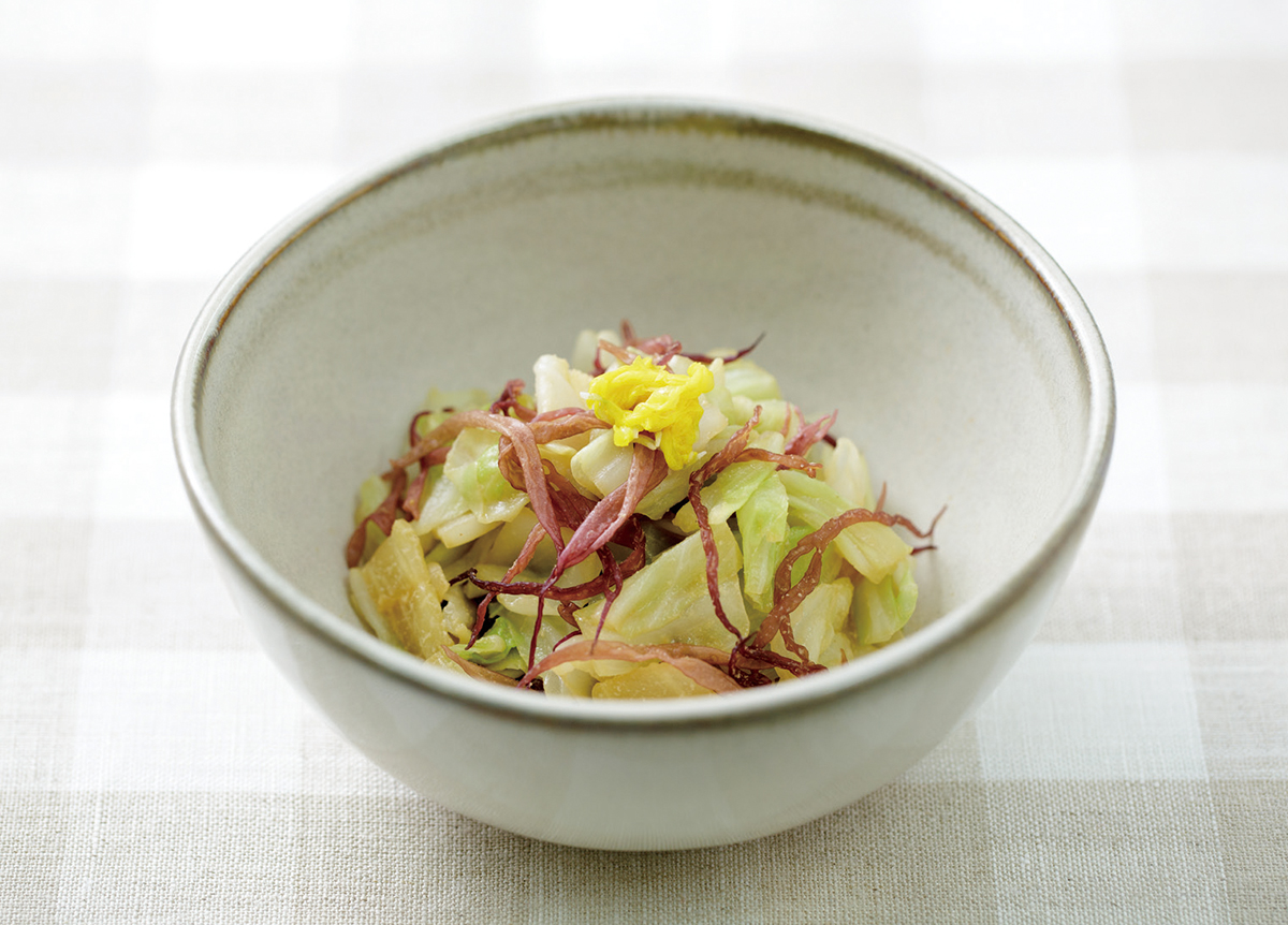 キャベツとふのりの辛し和え