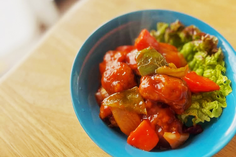 オーサワの玄米粉入り大豆からあげの酢豚風