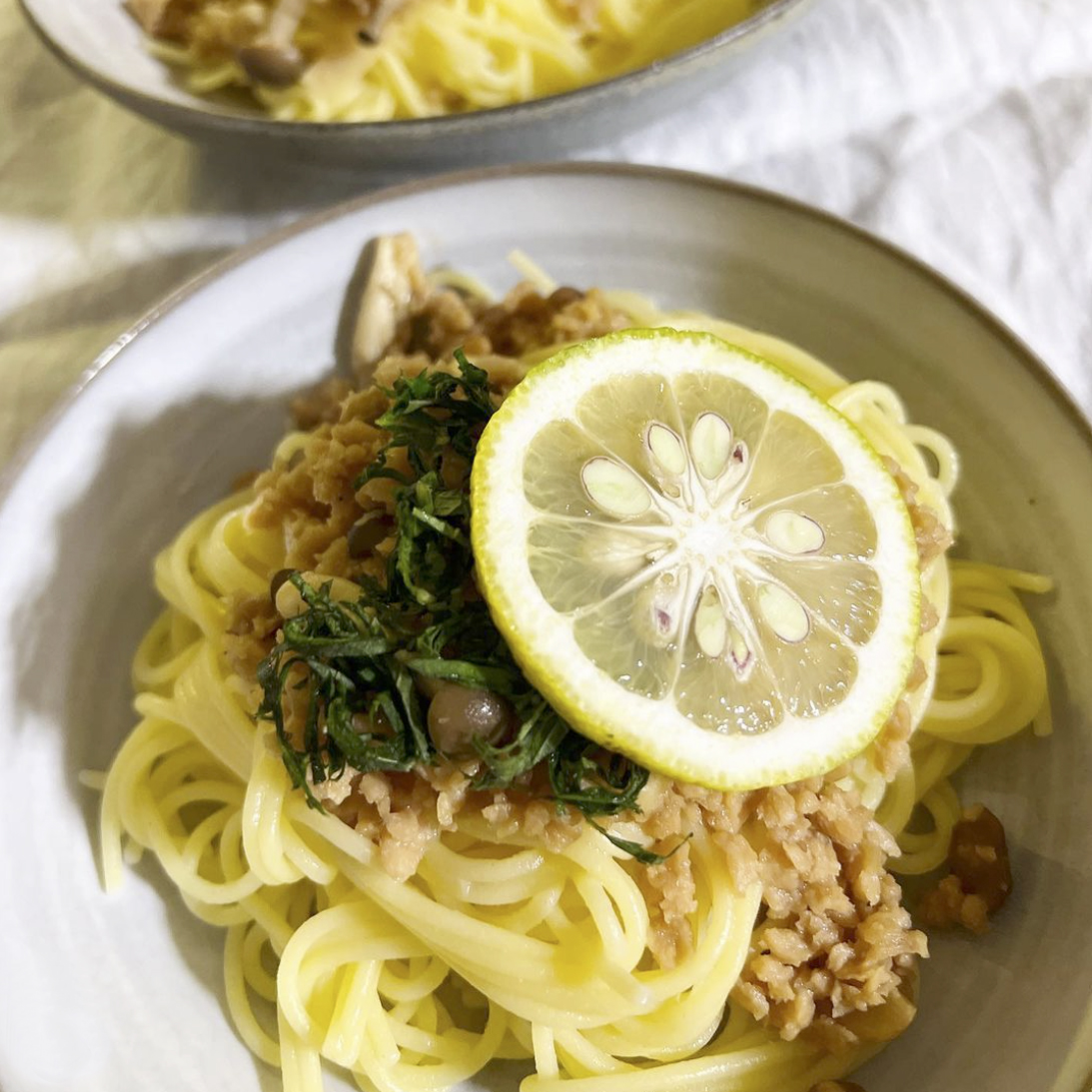 ひしお味噌ときのこのパスタ